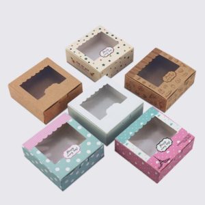 6 Styles Kraft Paper Boxes For Cake Window Square Shape Gift Candy Cookies Box Decor Wedding 1