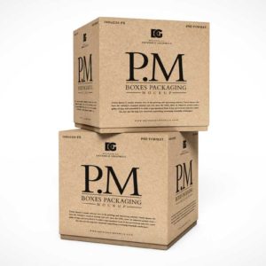 Cube Craft Gift Boxes PSD Mockup