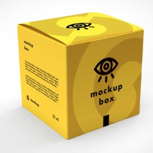Yellow Square Gift Box PSD Mockup