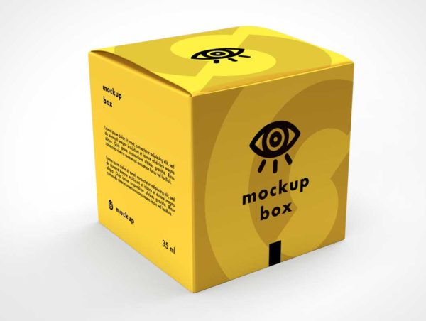 Yellow Square Gift Box PSD Mockup